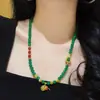 Collar de Calabaza de Ágata Calcedonia Transparente Verde Hielo Imperial Retro de Alta Calidad Cadena para Clavícula para Mujer
