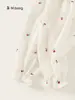 Bangxuan 2026 Verano Nuevos Pantalones Largos para Niños Pantalones Anti-Mosquitos de Cereza Bordados de Encaje Pantalones Jogger Sueltos para Niñas