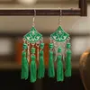 Pendientes Rojos de Novia para Mujer, Pendientes Coloridos Vintage, Accesorios para Disfraces de Espectáculo, Pendientes Pequeños de Borla en Forma de Diamante al por Mayor