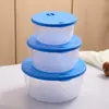 Juego de Tres Piezas para Conservar Frescura de Plástico, Caja de Almacenamiento Sellada para Granos, Caja para Alimentos y Frutas de Refrigerador, Apto para Microondas