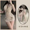 Lingerie Sexy com Renda em V Profundo, Saia Bodycon Transparente, Uniforme de Secretária, Estilo Puro Desejo, Pijama que Não Tira 6543