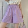 Pantalones Cortos Ajustados de Trabajo para Mujer Verano Estilo Coreano Cintura Alta Silueta A Delgada Aspecto Casual Ligeramente Sueltos Pierna Ancha Deportivos Delgados