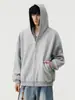 Sudadera con capucha de punto de peso pesado de dos tonos de alta gama para hombre, nueva llegada de otoño, con cremallera, holgada, versátil, top casual para hombre