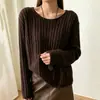 Suéter de Punto Cableado con Lentejuelas Cuello Redondo para Mujer 2026 Otoño Invierno Nuevo Estilo Estilo Perezoso Color Sólido Suave Manga Larga Top de Punto