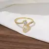 [Personalizado] Anel Ajustável para Dedo Indicador de Tulipa com Esmalte e Cristais, para Mulheres, com Pedras Incrustadas, Duradouro e Não Desbota, de Alta Qualidade