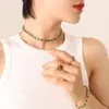 Acessórios de zircônia de nova cor estilo europeu e americano com colar de diamantes, pulseira de luxo leve e antidesbotamento, conjunto de brincos e joias requintados