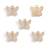 Nuevo Colgante de Mariposa con Incrustaciones de Diamantes Dorados Aleación KC para Pulsera, Llavero, Collar, Pendiente Decoración Colgante W686