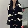 Cardigã de malha casual com decote em V 2026 primavera, outono, inverno novo estilo japonês solto oversized doce casaco de malha feminino