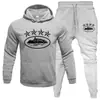Conjunto Deportivo Casual de Dos Piezas para Hombre con Sudadera y Pantalón de Chándal de Terciopelo de Color Sólido con Estampado de Letras Transfronterizo Se Puede Personalizar con Logo Impreso