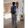 2026 Pantalones Largos Casuales de Estilo Perezoso para el Trabajo, de Cuadros, Holgados, Plisados, Pierna Recta, Línea A, Pierna Ancha