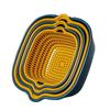 Novo Modelo Cesta Drenante Geométrica Colorida de Camada Dupla Espessa para Uso Doméstico Conjunto de 8 Peças Bacia para Armazenamento na Cozinha Limpeza Lavagem de Vegetais