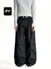 Pantalones Cargo de Pierna Recta Multibolsillos Estilo Streetwear Americano para Hombres y Mujeres, Pantalones Largos tipo Paracaídas de Corte Holgado con Diseño de Pliegues de Moda