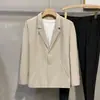Estilo Coreano de Primavera e Outono Moda de Alta Qualidade Terno Masculino Versão Solta Elegante Caimento Retro Jaqueta de Terno Cáqui