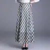 Moda Primavera y Verano 2026 Falda Versátil de Longitud Media con Estampado de Cuadros para Mujer Estilo Coreano Falda de Cintura Alta Línea A