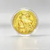 Moneda de la Suerte del Año de la Oveja 2027, Moneda Conmemorativa Réplica de Lámina de Oro, Moneda Delgada, Moneda que Atrae la Riqueza, Regalo de Bolsa de Tela Roja de la Suerte