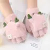 Guantes de Peluche de Capibara Lindos para Mujer, Cubierta Plegable de Medio Dedo para Invierno, Compatibles con Pantalla Táctil, Cálidos y Gruesos, para Estudiantes y Ciclismo, a Prueba de Frío