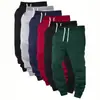 2025 Novo Calça Esportiva Masculina Europeia Transfronteiriça Estampa Digital 3D Cor Sólida Pacote Múltiplo Solta Casual Comércio Exterior