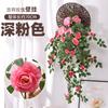Flor artificial rattan decorativo ar condicionado duto cobrindo enrolamento parede teto folha verde planta rosa rosa flor artificial videira
