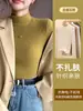 Camisa de Base Tricô Meia-Gola para Mulheres, Nova Roupa Íntima Outono e Inverno, Roupas de Outono Preto e Branco, Elegante Pulôver de Gola Média Manga Longa