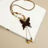 Collar Largo de Cuerda Trenzada con Cuentas de Cerámica Bohemia Coloridas y Estrella de Mar para Mujer, Estilo Étnico Retro