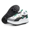 Zapatos para caminar de cuatro ruedas para niños, estudiantes, niños y niñas, zapatos de ruedas universales, patines de doble fila retráctiles, zapatilla deportiva casual