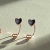 Pendientes de plata de ley 925 con diseño de hueso de oreja, color negro, con hebilla de tornillo pequeño, para hombre, 2022