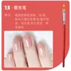 Conjunto de Pincéis para Unhas de Manicure Cabo de Madeira Caneta para Desenho de Linha de Puxar para Iniciantes Caneta Universal Fan-Shaped Sawtooth para Terapia de Luz Gradiente 15 Peças