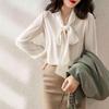 Nuevo color en los modelos de explosión de loto regresa a la elegancia intelectual simple pero no reducido elemento de cinta temperamento camisa camisa primavera productos europeos