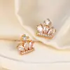 Brincos de Coroa de Diamante Cintilante em Alta no Tiktok para Mulheres Estilo Retro Europeu e Americano Ins Personalidade da Moda Brincos Versáteis de Temperamento