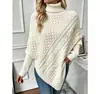 Amazon en stock nueva colección otoño/invierno 2026: suéter de punto trenzado con mangas murciélago, estilo europeo y americano, tejido tipo capa de cuello alto redondo