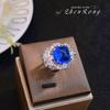 Estilo antigo vintage cultivo esmeralda diamante torre de açúcar anel feminino indústria pesada diamante completo azul royal Finda diamante cor tesouro