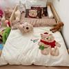 Conjunto de Natal de Urso para Outono e Inverno Crianças Algodão Puro Escovado Conjunto de Três ou Quatro Peças Peça Única Bebê Capa de Edredom para Creche Lençóis de Cama