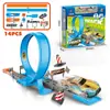 Pista de Juguete para Niños, Coche de Carreras, Pista de Carreras, Coche Deportivo, Eyección de Salto, Coche de Policía Pequeño, Coche de Aleación, Regalo Transfronterizo para Niño