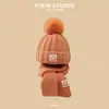 Chapéu Gorro Quente de Outono e Inverno para Bebês Meninas Chapéu de Lã Chapéu de Tricô Cachecol Masculino Proteção de Orelha Espessada Chapéu Infantil Tudo-em-Um