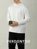 Comodidad IlimitadaLujo Ligero Peso Pesado 220g Agradable a la Piel Algodón Peinado Camiseta de Manga Larga para Hombre, Uso Casual y para el Trabajo