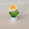 Produto Acabado Transfronteiriço: Flor Artificial Rosa Tecida com Fio, Planta em Vaso de Crochê Feita à Mão, Decoração para Mesa e Carro, Presente de Dia dos Namorados