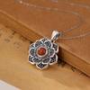 S925 prata esterlina sul ágata vermelha lótus retro pingente personalizado seis palavras mantra elegante estilo clássico das mulheres all-match pingente