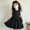 Vestido de Verão para Meninas Bebê Crianças Marca da Moda Laço Preto Vestido Princesa Regata Vestido Sem Costas para Meninas