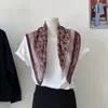 Lenço Quadrado Escovado Ins Retro Estilo Old Money Original Coreano 2025 Impresso Frente e Verso Camadas Versátil Lenço de Pescoço Cinto de Cintura para Mulheres