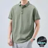 Camisa polo de secagem rápida masculina manga curta gola de lapela casual respirável verão simples para meia-idade esportiva confortável versátil