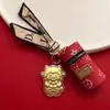 Chaveiro de ovelhinha banhado a ouro, corrente de celular, pingente de bolsa de balde de ovelhinha na cor dourada, lembrança fofa, atacado
