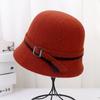 Outono e inverno lã nova moda feminina equestre cap ao ar livre quente lazer viagem cinto fivela pequena bacia chapéu atacado