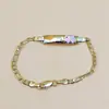 Pulsera grabada para niños con lindo elefante de dibujos animados, etiqueta curva en blanco, chapada en cobre con 14K, Venta directa del fabricante, Estilo moderno hecho a mano para niñas