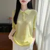Estilo Transfronterizo Old Money 26 Verano Mujer Cuello Solapa Patrón Ondulado Hueco Manga Corta Tejido Transpirable Delgado Versátil Blusa