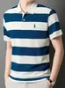 Estilo Nuevo de Verano Transfronterizo para Hombre Casual de Gama Alta de Negocios Transpirable y Elegante Camiseta Polo de Manga Corta Rayada