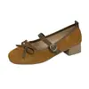 Sandálias Birkenstock quadradas retrô com laço para mulheres, sapatos femininos novos da moda para o verão, versáteis com saias, sapatos Mary Jane single