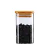 Frasco Sellado de Vidrio Transparente con Tapa de Bambú, Frasco Recto de Vidrio de Borosilicato Alto para Almacenamiento de Café, Contenedor de Almacenamiento de Granos Fabricante