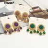 Pendientes Cortos Exquisitos para Mujer Me120 Estilo Palacio Chino Borla de Piedras Preciosas Coloridas Diseño de Piedra Gota de Agua