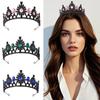Corona para el Cabello Nupcial Europeo y Americano Tocado Cruzado de Venta Caliente Transfronteriza Cumpleaños Pedrería Corona Oscura Disfraz de Halloween Accesorios Barrocos