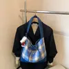 Bolsos para Mujer Nuevo Otoño e Invierno Cuadros Bolsos de Moda Bolsos de Lana Empalme Retro Bolsos Tote Estilo Ins Bolsos de Hombro Único Cruzados